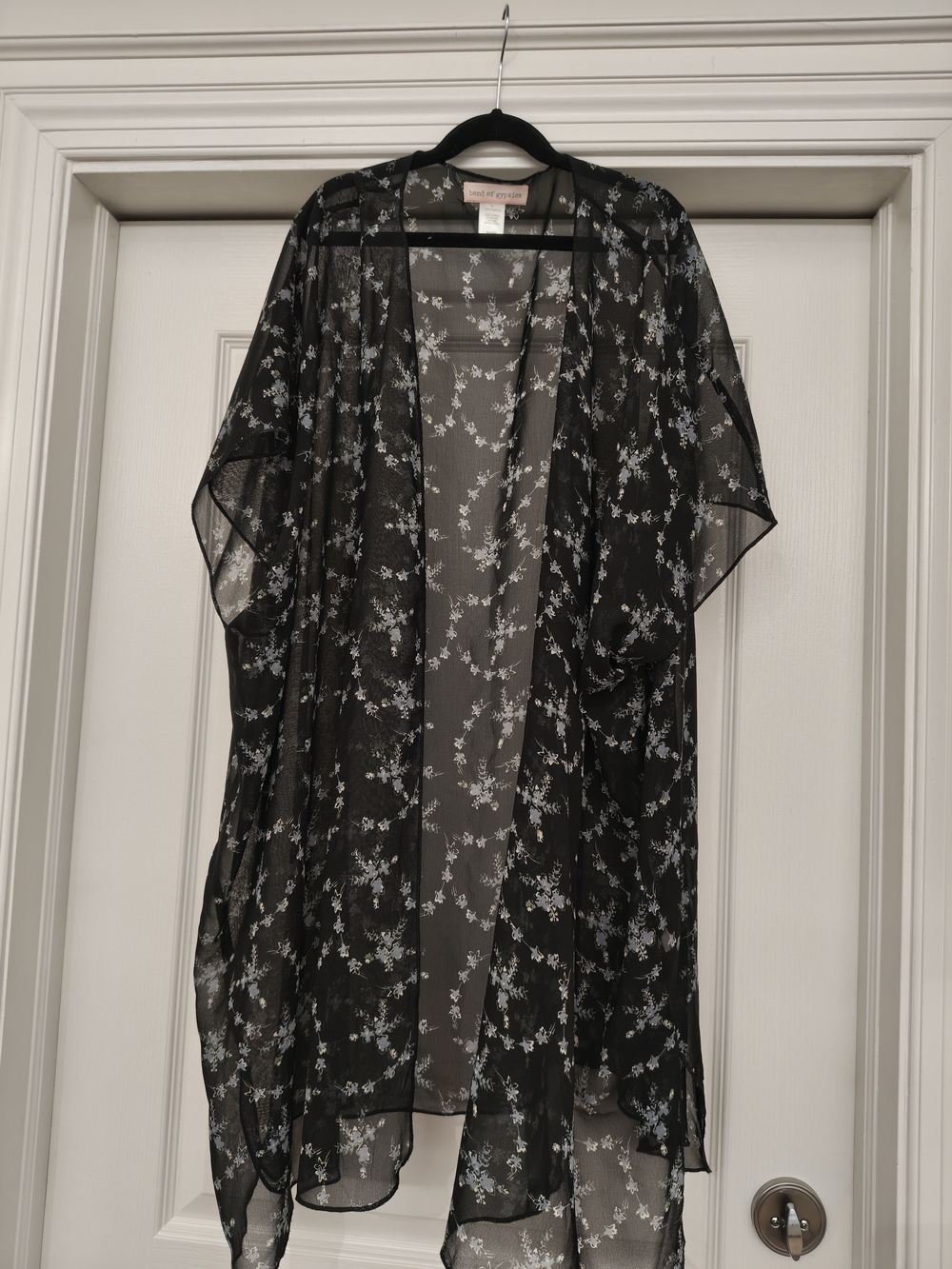 Band of Gypsies Black Sheer Floral Kimono Cover-Up